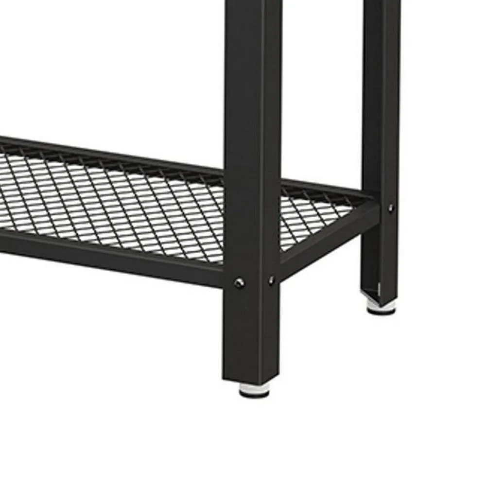 40 Inch Console Sofa Table, 2 Lattice Shelves, Black Metal Frame, Gray By Casagear Home
