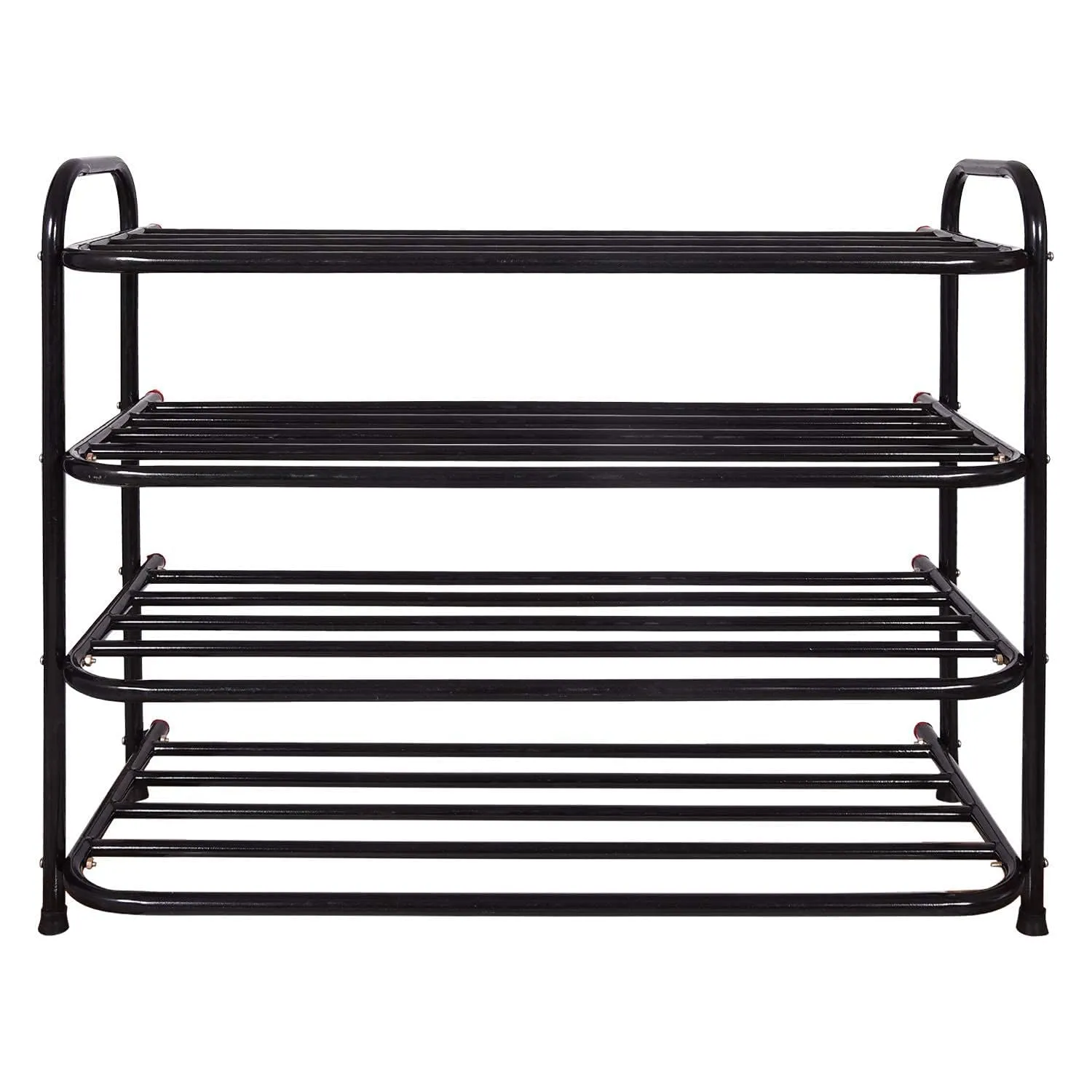 DAREV Heavy Metal Shoe Rack (4 Shelves) Foldable Open Book Shelf, Book Shelve, Shoe Rack, Shoes Storage Rack for Home Shoe Stand Shelf Big (60 * 60 * 25 cm) (Black) (4 Shelf Big)