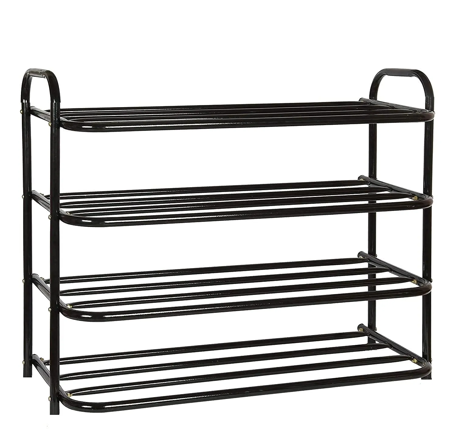 DAREV Heavy Metal Shoe Rack (4 Shelves) Foldable Open Book Shelf, Book Shelve, Shoe Rack, Shoes Storage Rack for Home Shoe Stand Shelf Big (60 * 60 * 25 cm) (Black) (4 Shelf Big)