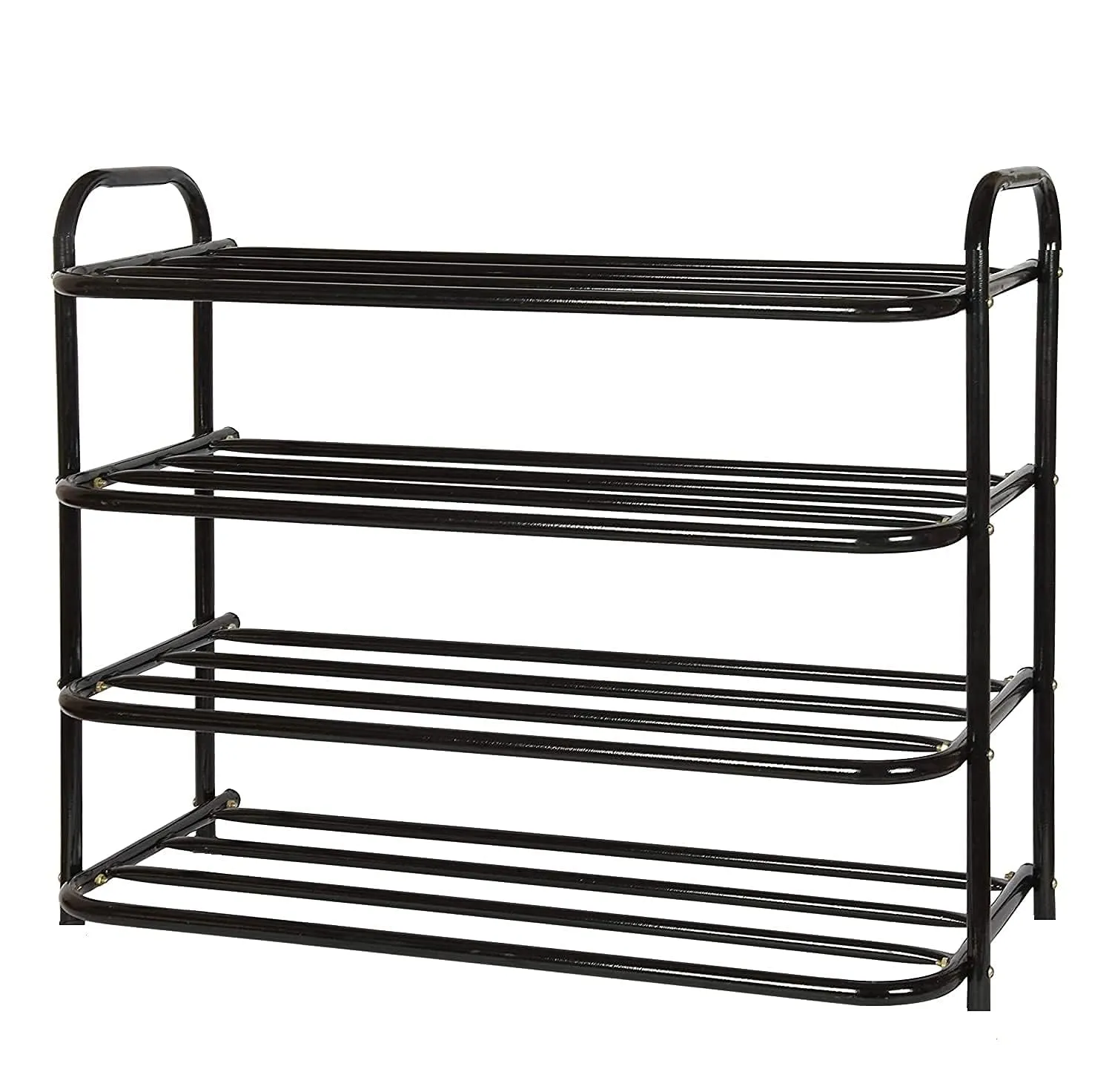 DAREV Heavy Metal Shoe Rack (4 Shelves) Foldable Open Book Shelf, Book Shelve, Shoe Rack, Shoes Storage Rack for Home Shoe Stand Shelf Big (60 * 60 * 25 cm) (Black) (4 Shelf Big)