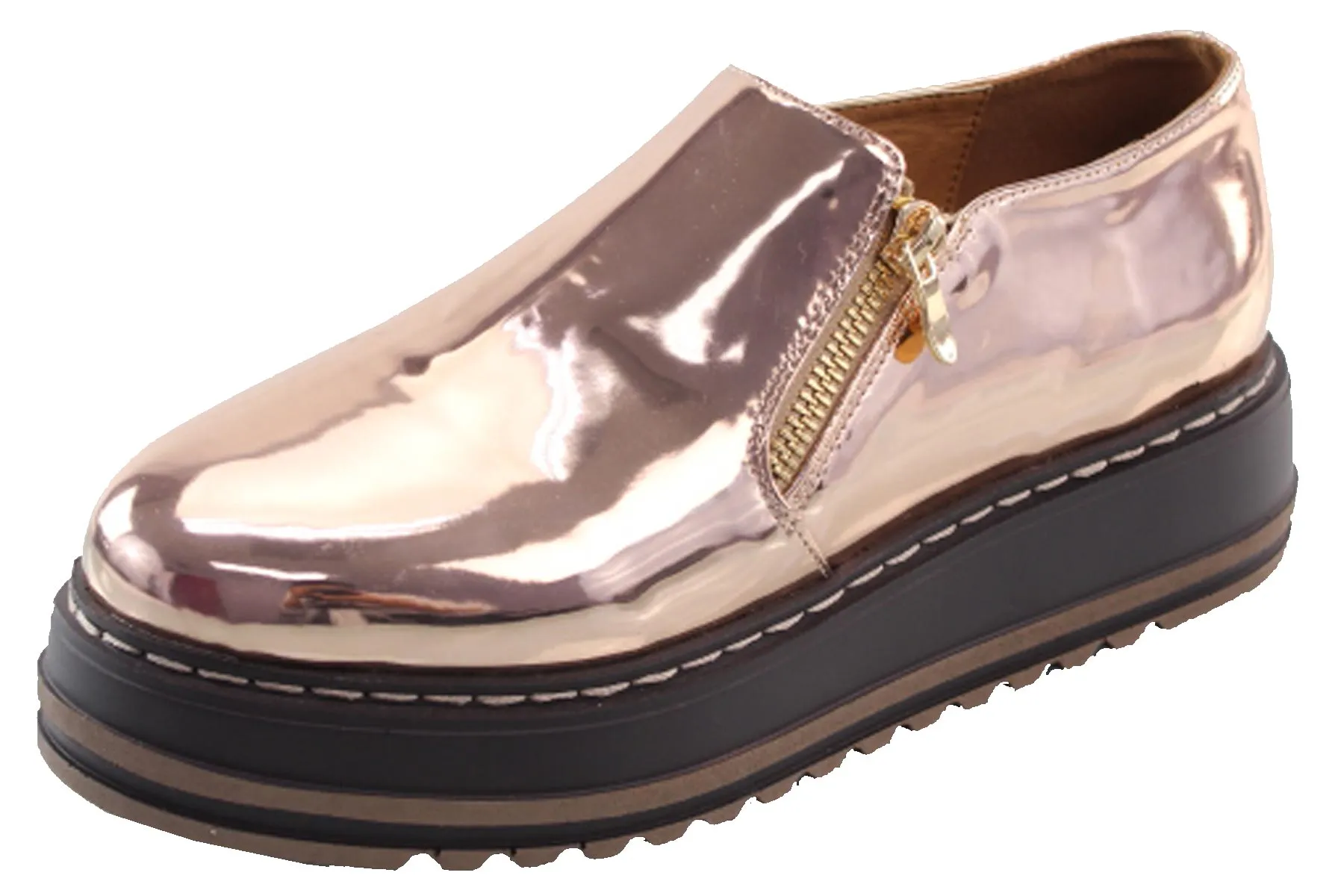 DBDK Women's Slip On Zip Platform Creeper