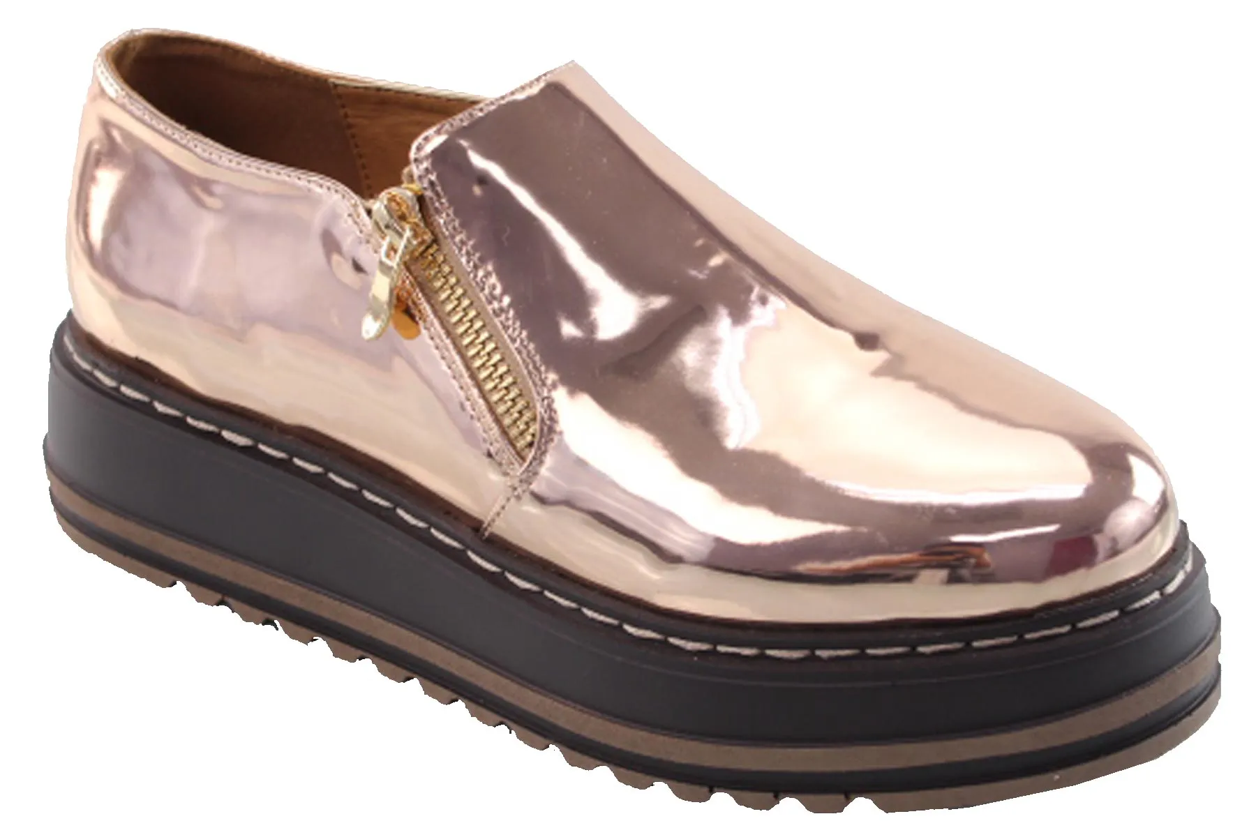 DBDK Women's Slip On Zip Platform Creeper