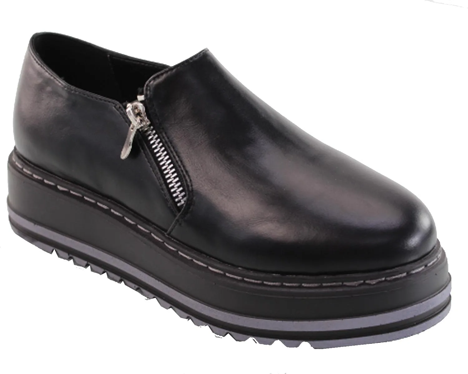 DBDK Women's Slip On Zip Platform Creeper