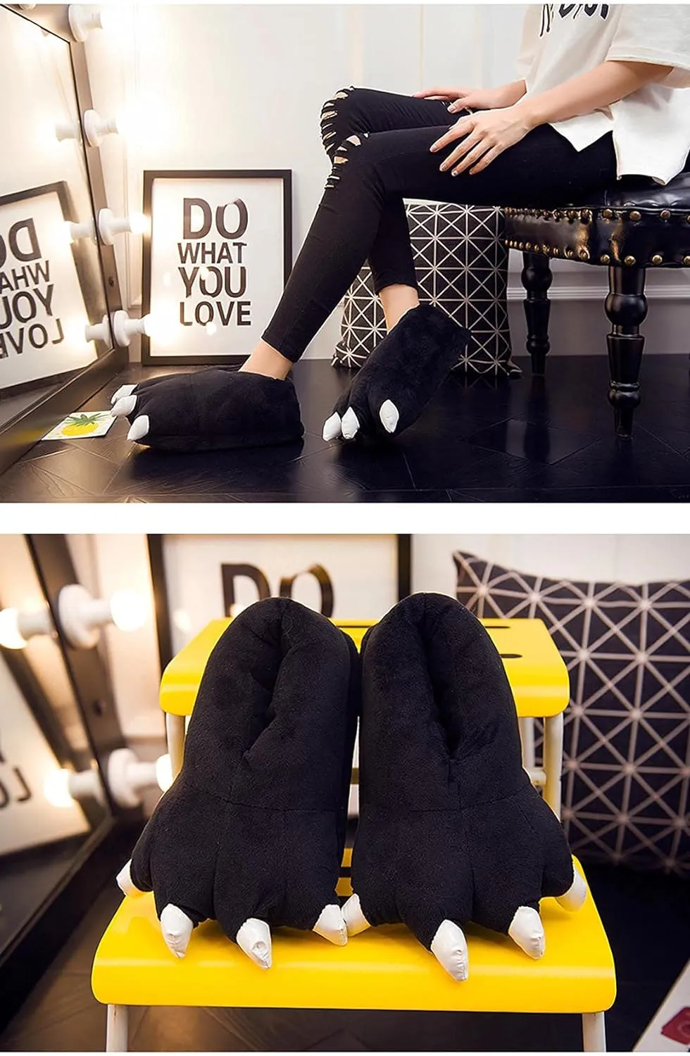 Dinosaur Claw Slippers Winter WarmUnisex Paw Shoes plush Monster Slippers