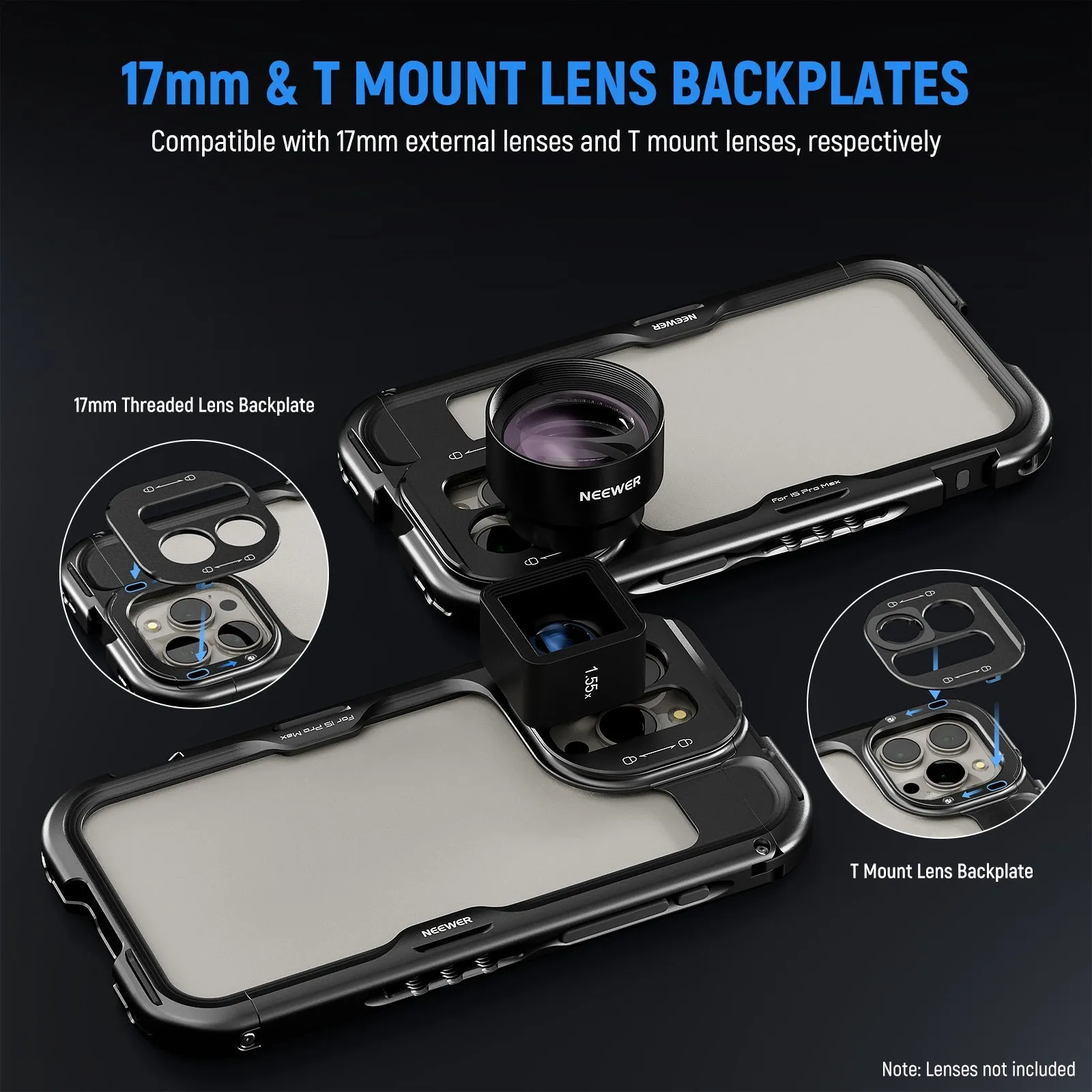 NEEWER PA044 PA045B 2nd Generation Phone Cage Kit for iPhone 15 Pro Max