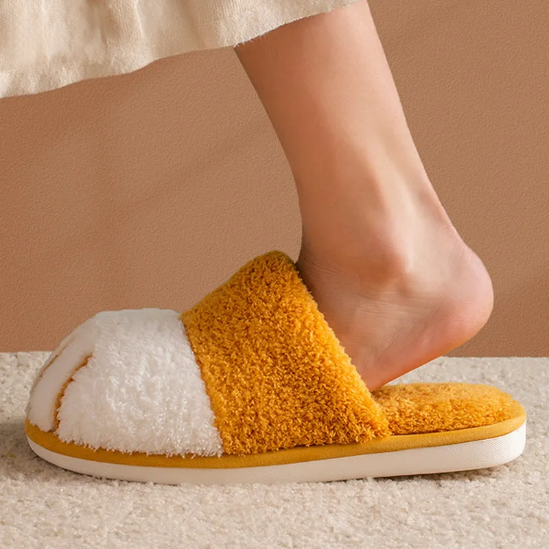 Paw Slippers Autumn Winter Home Shoes Women Kawaii Furry Slides Indoor Floor Bedroom Shoes Couple Slipper Warm Flats Footwear