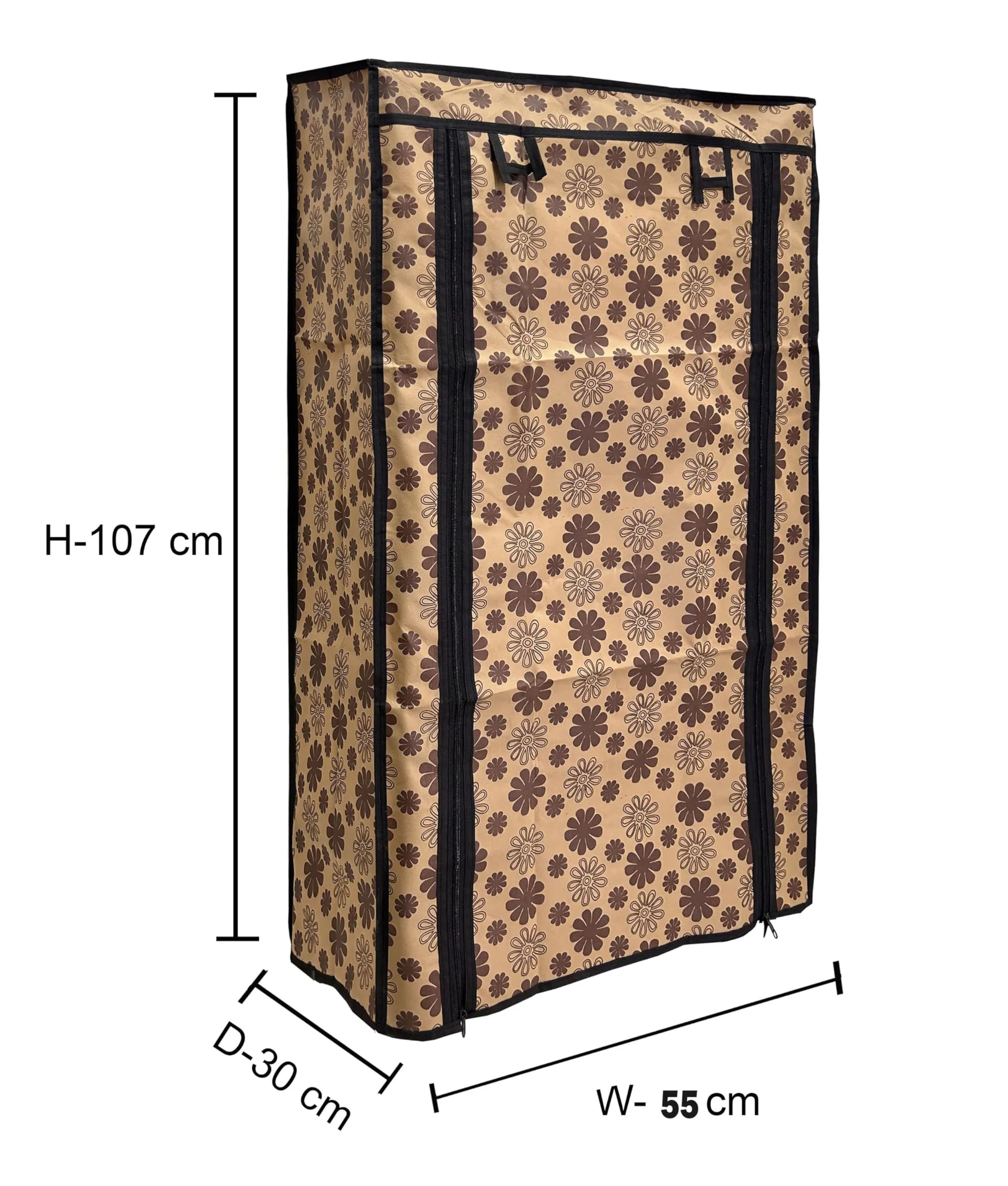 PHILOSHOP Shoe Rack Cover For Home Flower Print Only for 6-Layer Portable Foldable Shoe stand Non Woven Zipper Fabric Cover