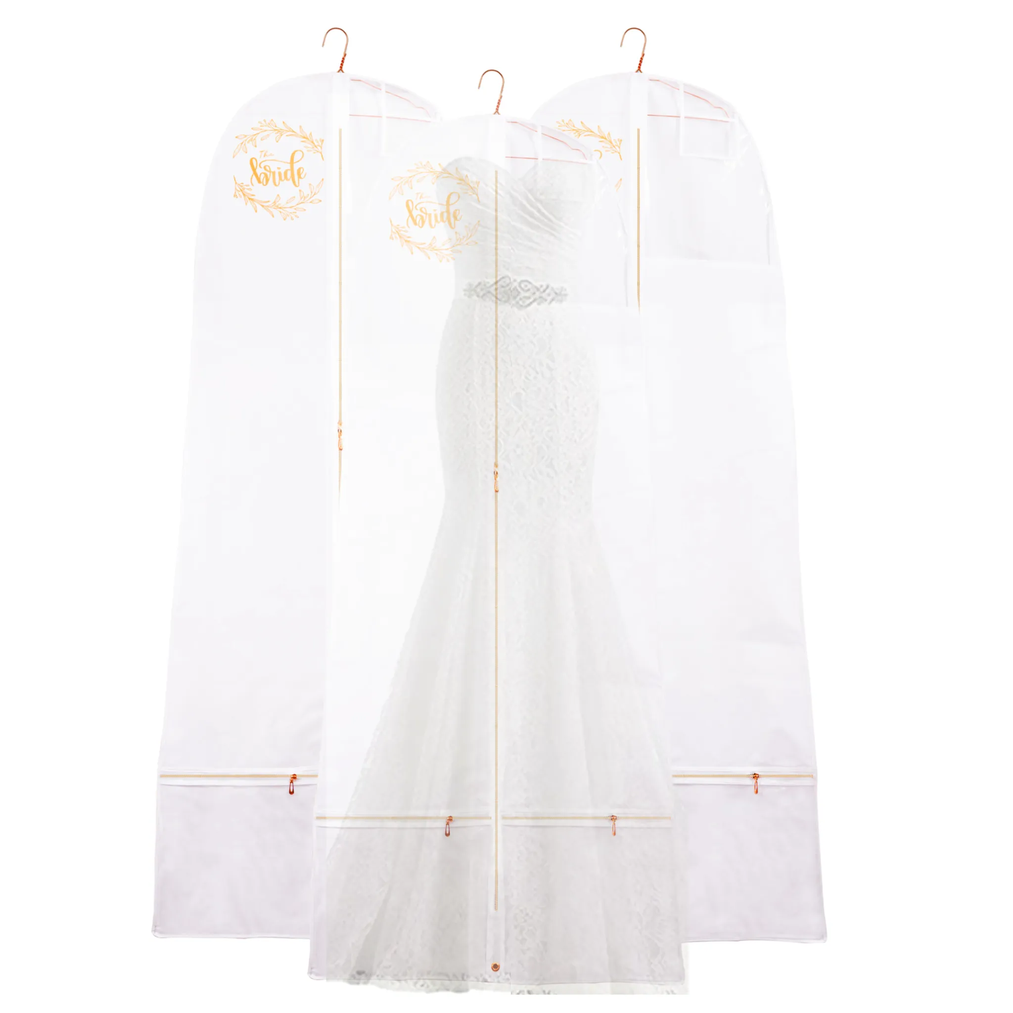Premium Lehenga Gown Cover 10" Gusset - WHITE