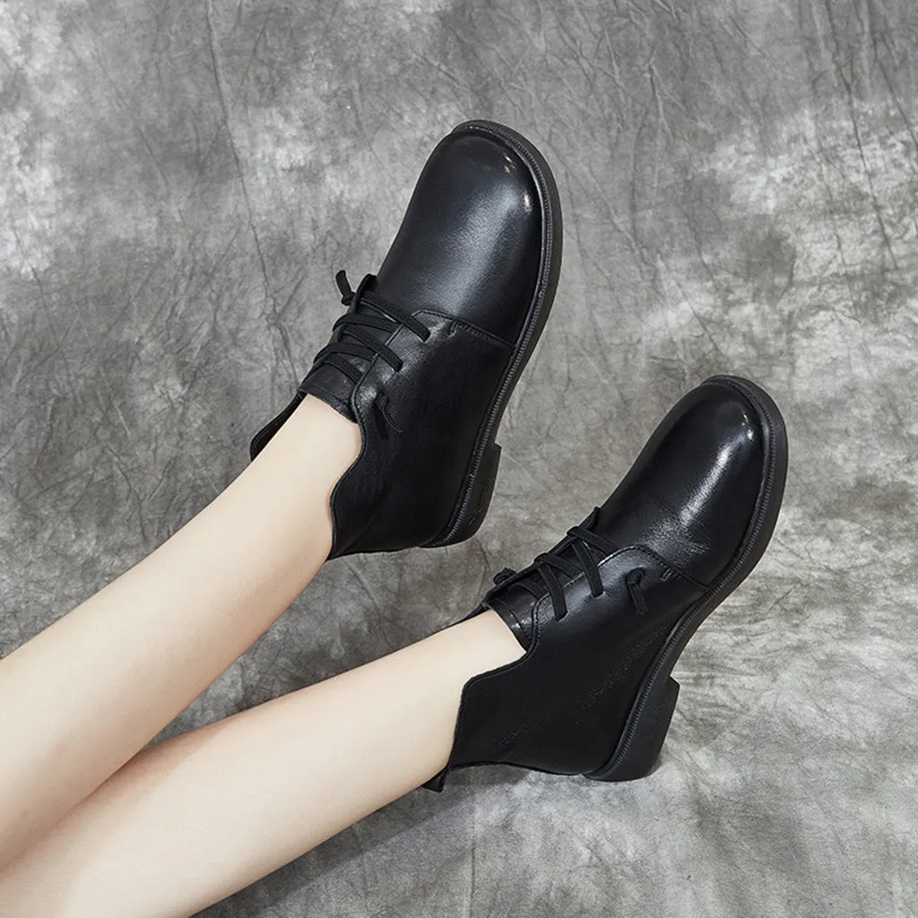 Retro Casual Leather Short Boots | Gift Shoes