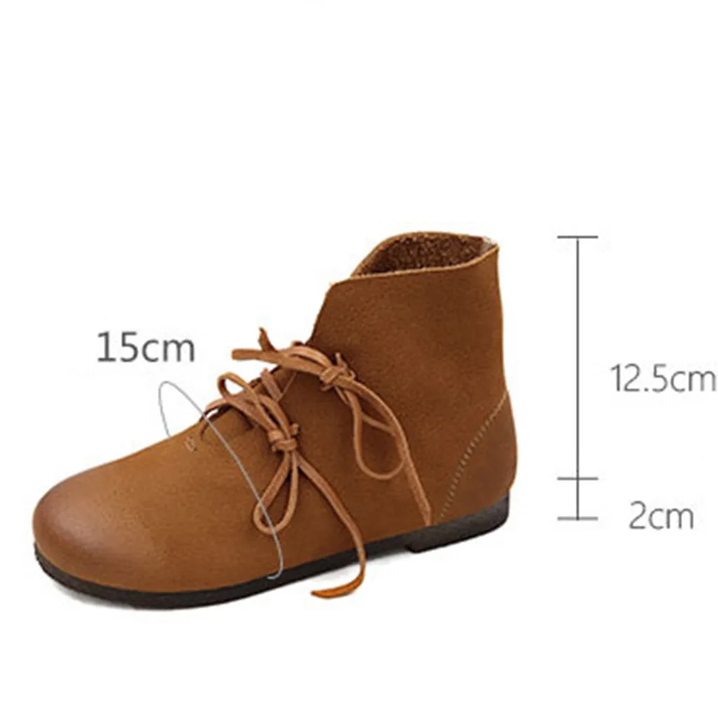 Retro Handmade Leather Women's Short Boots | Gift Shoes