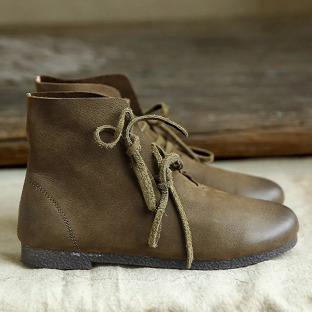 Retro Handmade Leather Women's Short Boots | Gift Shoes
