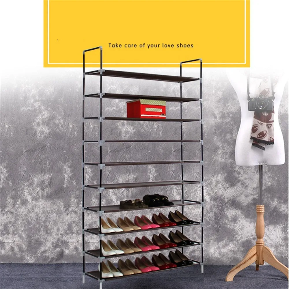RONSHIN 10 Layers Shoe Rack 100cm Household Portable GREY