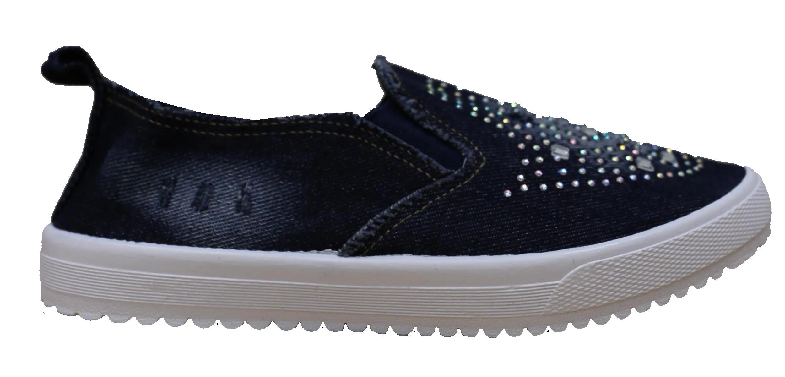 S-3 Women's Rhinestone Denim Slip On Fashion Sneaker