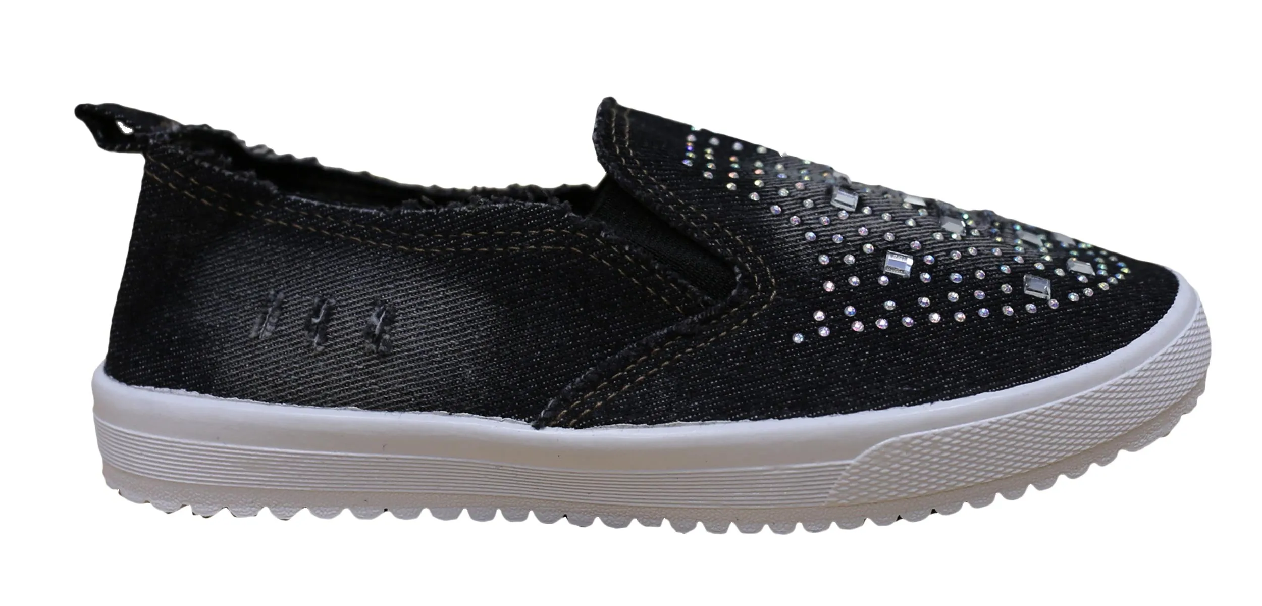 S-3 Women's Rhinestone Denim Slip On Fashion Sneaker