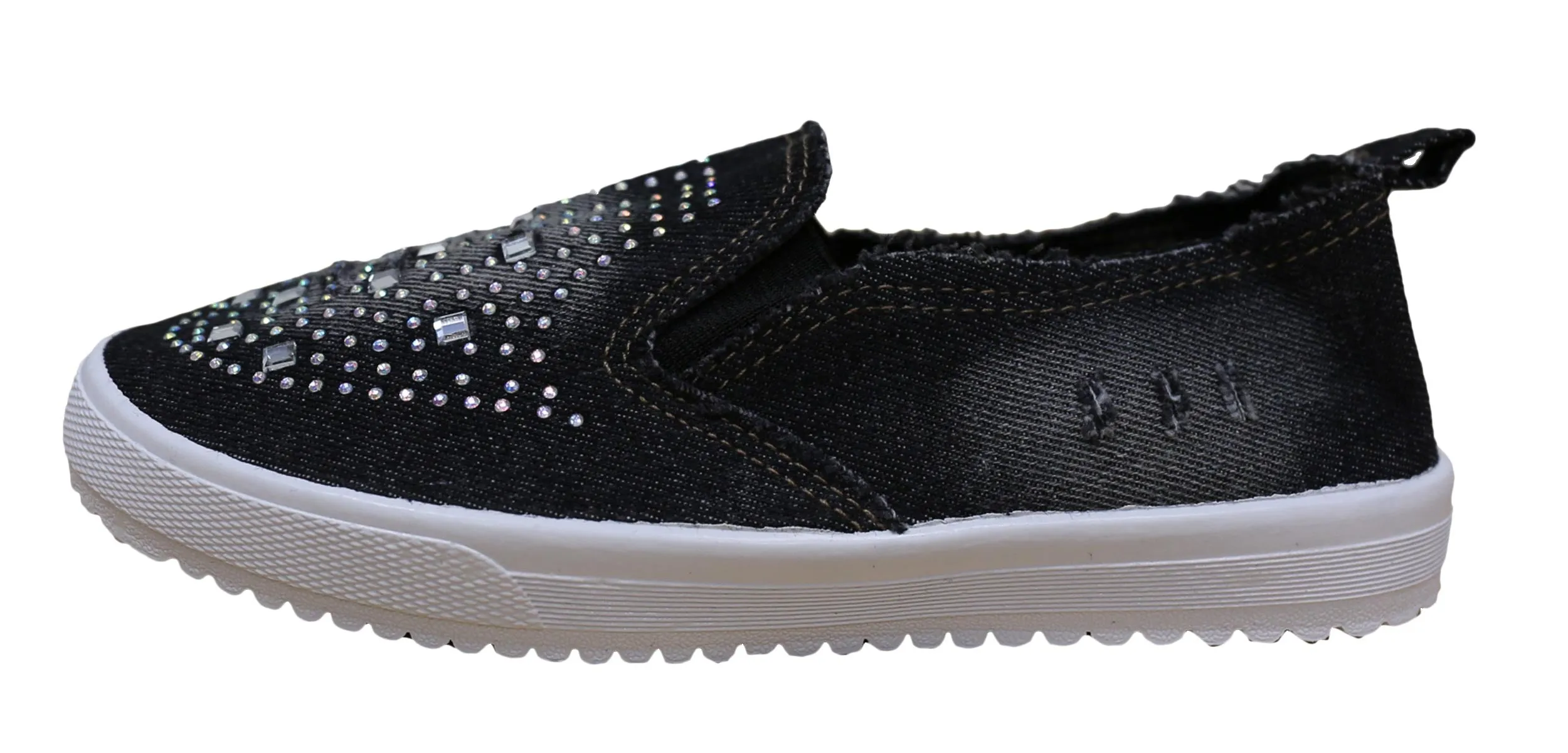 S-3 Women's Rhinestone Denim Slip On Fashion Sneaker