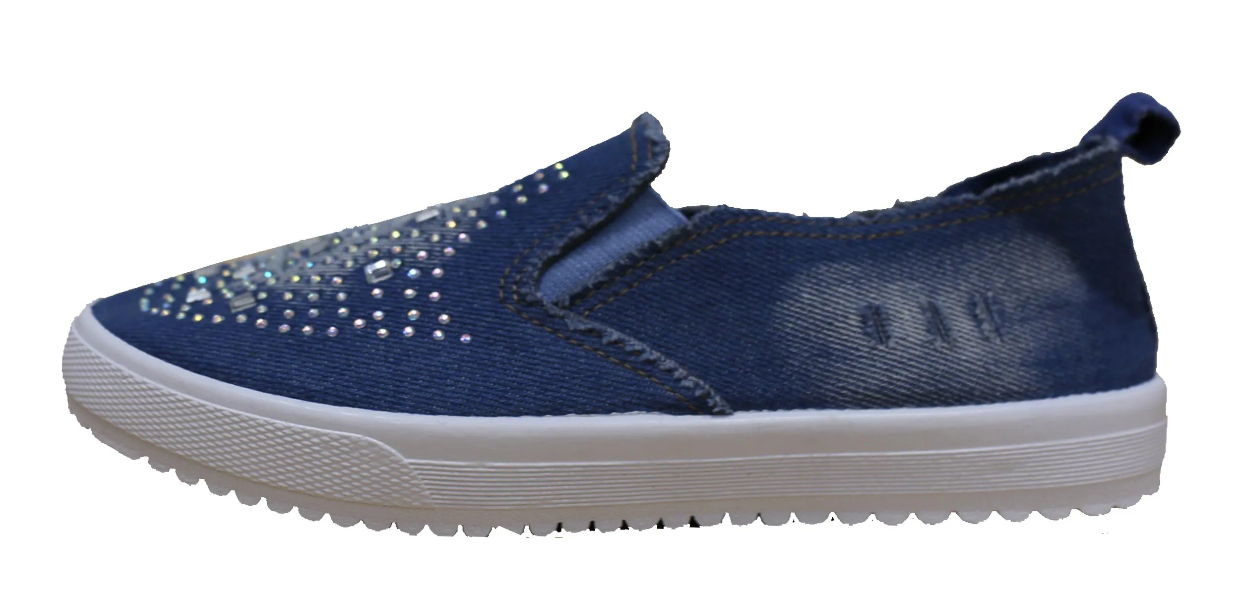 S-3 Women's Rhinestone Denim Slip On Fashion Sneaker