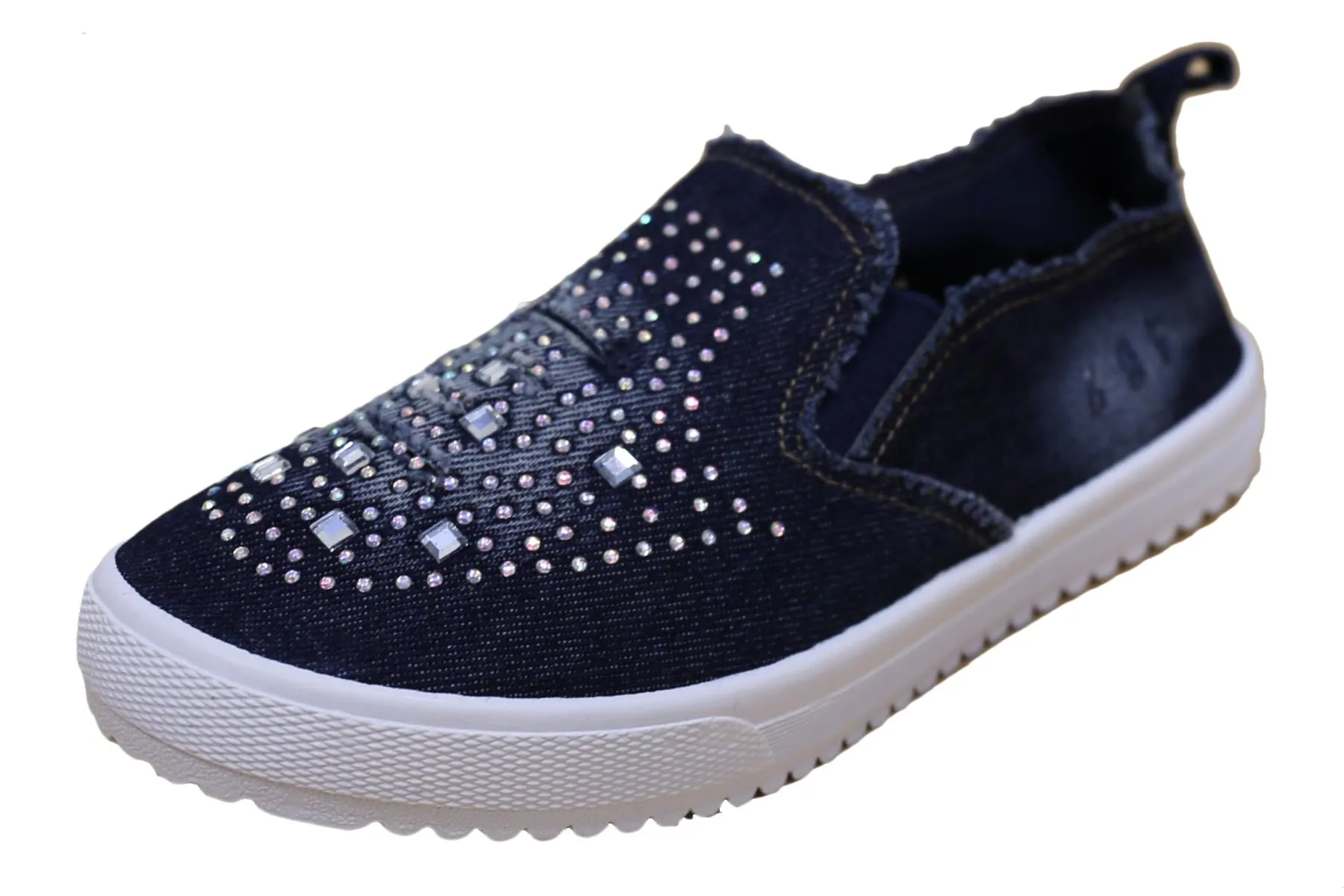 S-3 Women's Rhinestone Denim Slip On Fashion Sneaker