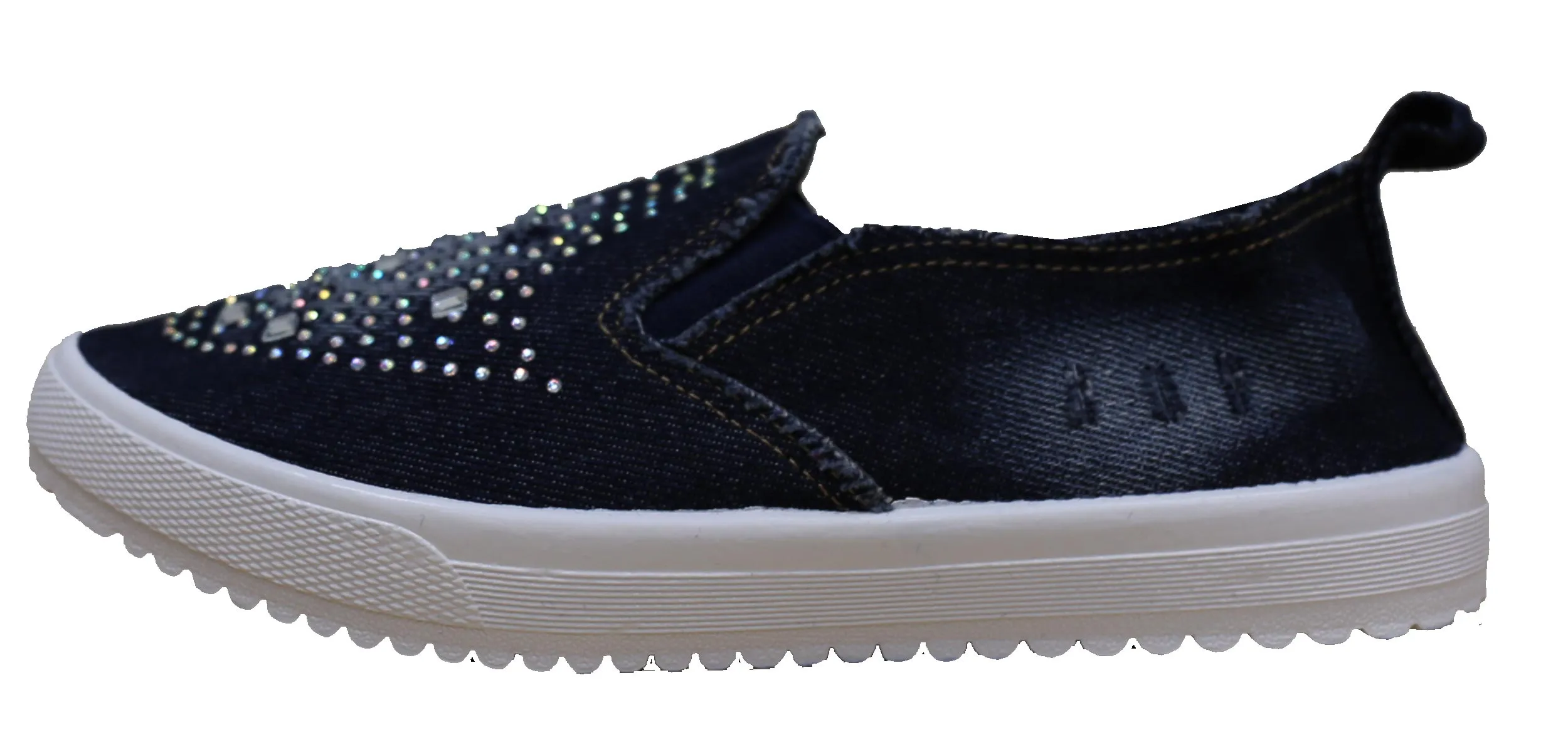S-3 Women's Rhinestone Denim Slip On Fashion Sneaker