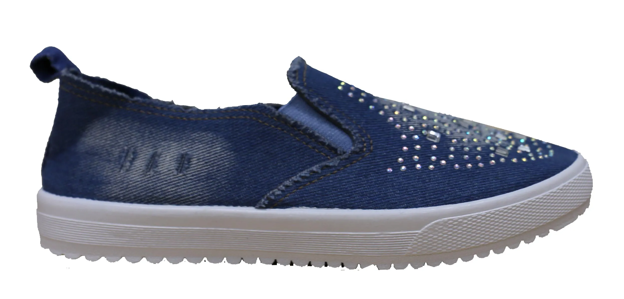 S-3 Women's Rhinestone Denim Slip On Fashion Sneaker