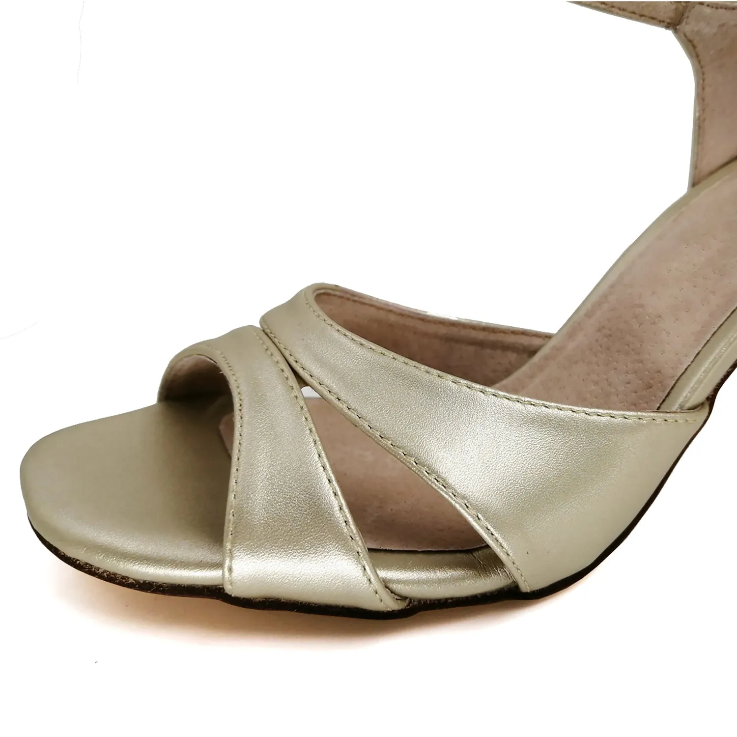 SHJ Women's Gold Real Leather 10cm Heels Salsa Shoes Tango Shoes