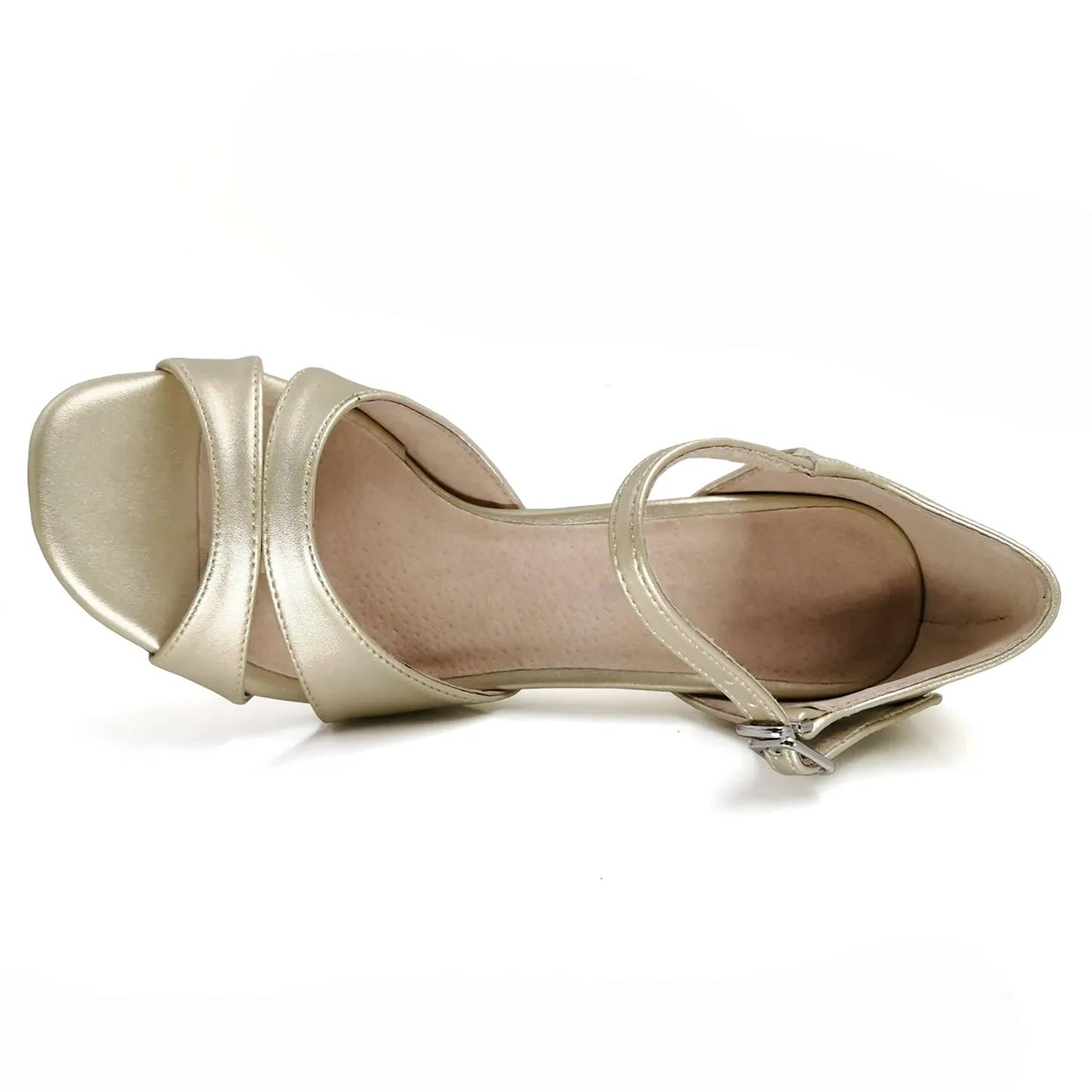 SHJ Women's Gold Real Leather 10cm Heels Salsa Shoes Tango Shoes
