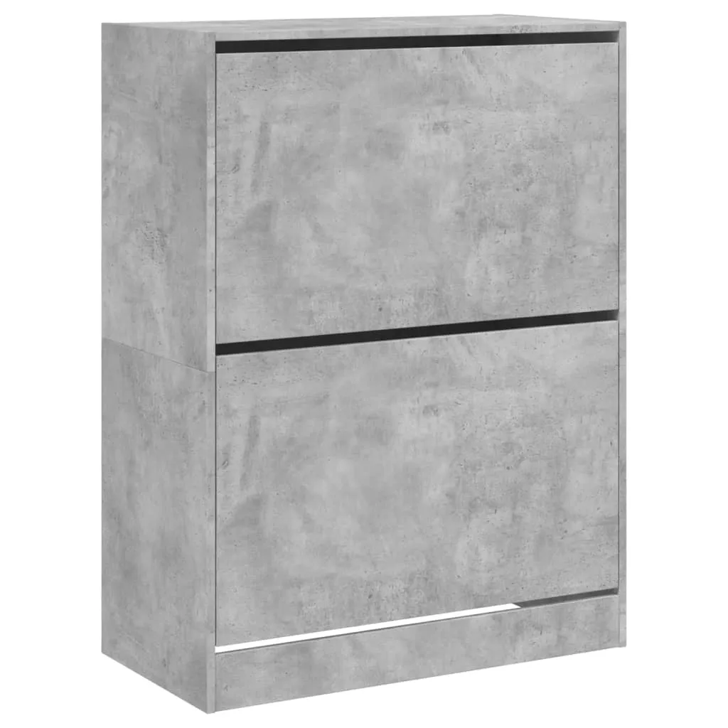 Shoe Cabinet with 2 Flip-Drawers Concrete Grey 80x42x108 cm