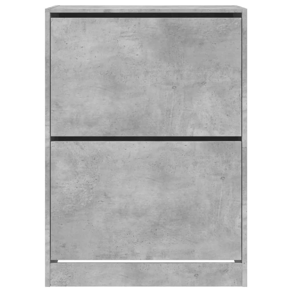 Shoe Cabinet with 2 Flip-Drawers Concrete Grey 80x42x108 cm
