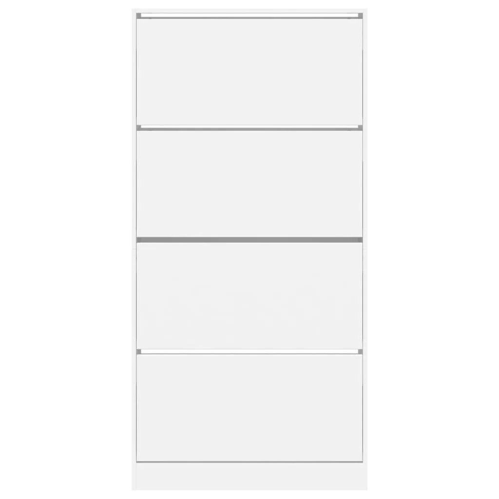 Shoe Cabinet with 4 Flip-Drawers White 80x21x163.5 cm