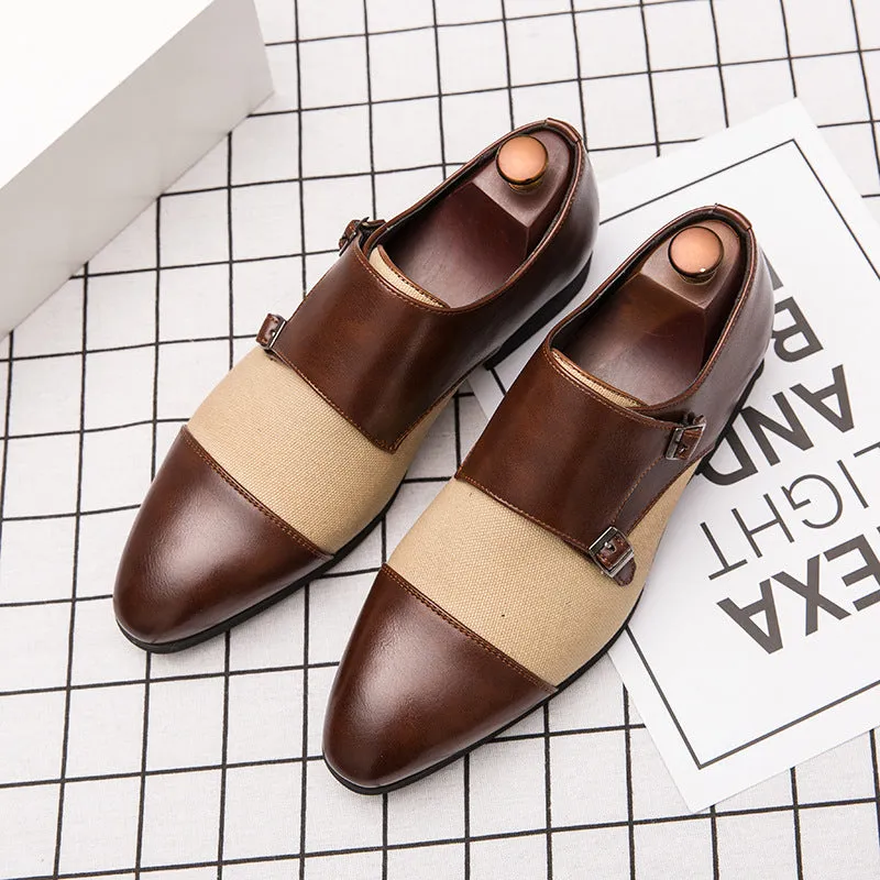 Shoes Men Buckle Monk Shoes British Style Stitching Business Dress Shoes