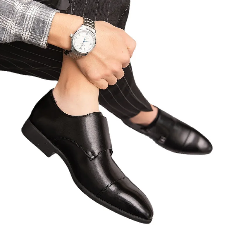 Shoes Men Buckle Monk Shoes British Style Stitching Business Dress Shoes