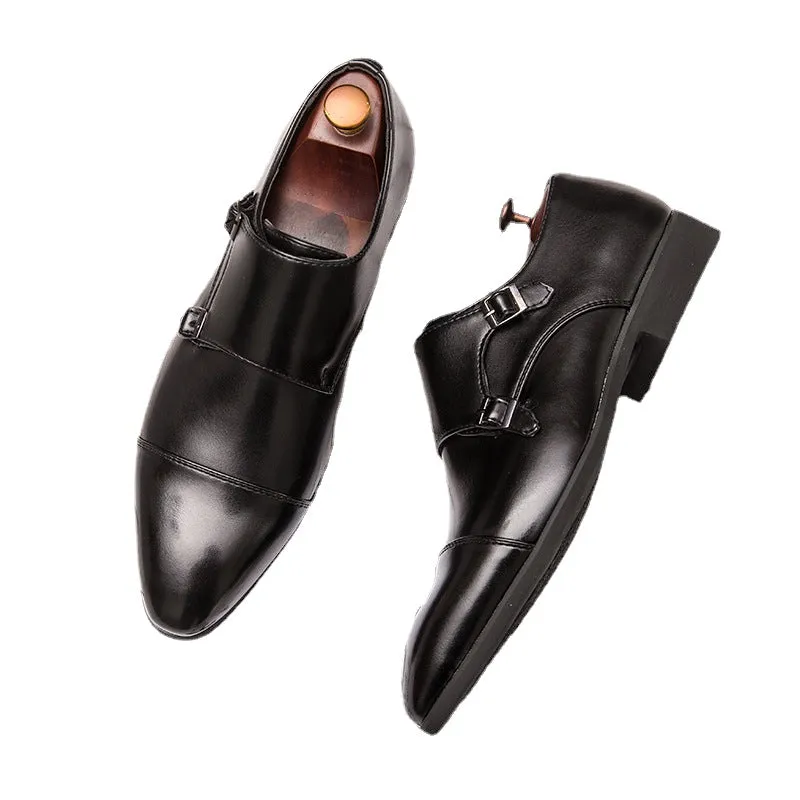 Shoes Men Buckle Monk Shoes British Style Stitching Business Dress Shoes