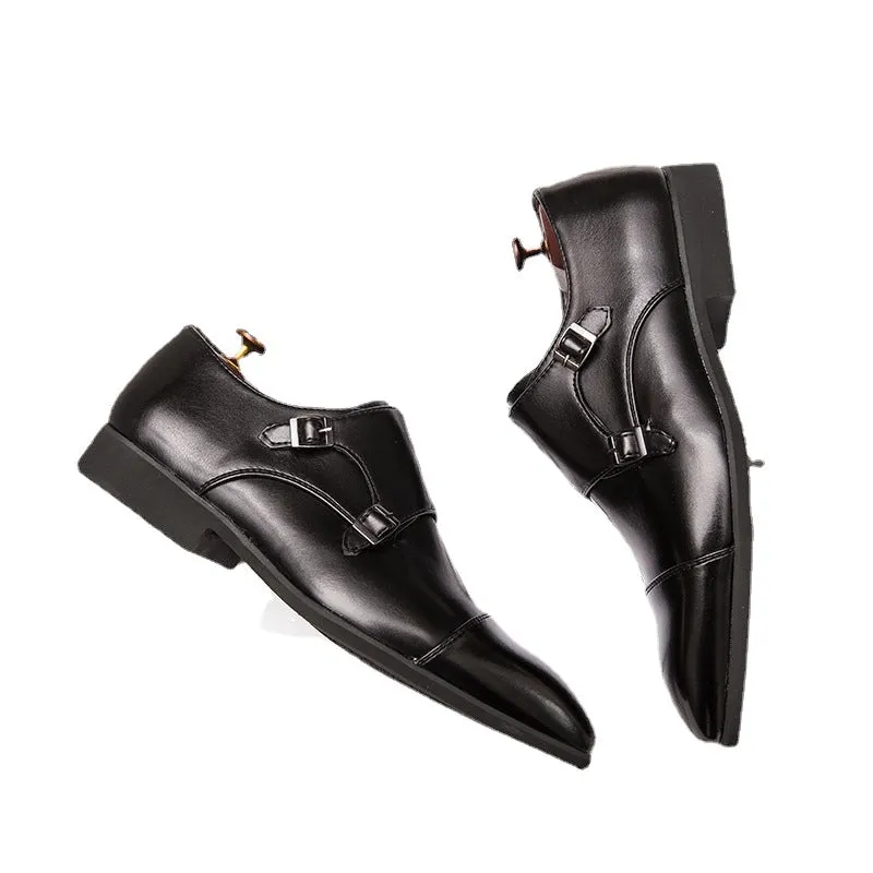Shoes Men Buckle Monk Shoes British Style Stitching Business Dress Shoes