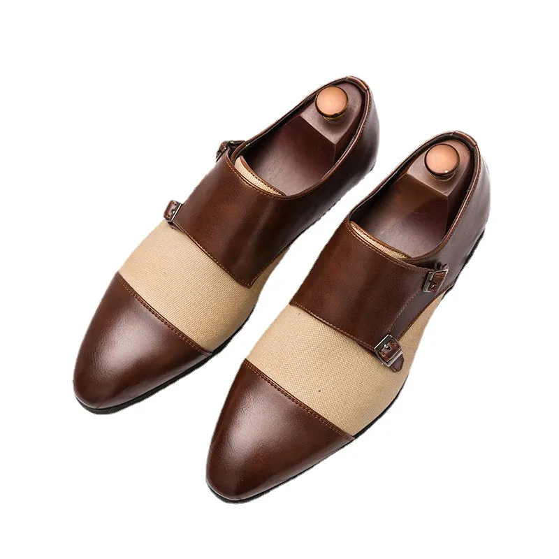 Shoes Men Buckle Monk Shoes British Style Stitching Business Dress Shoes