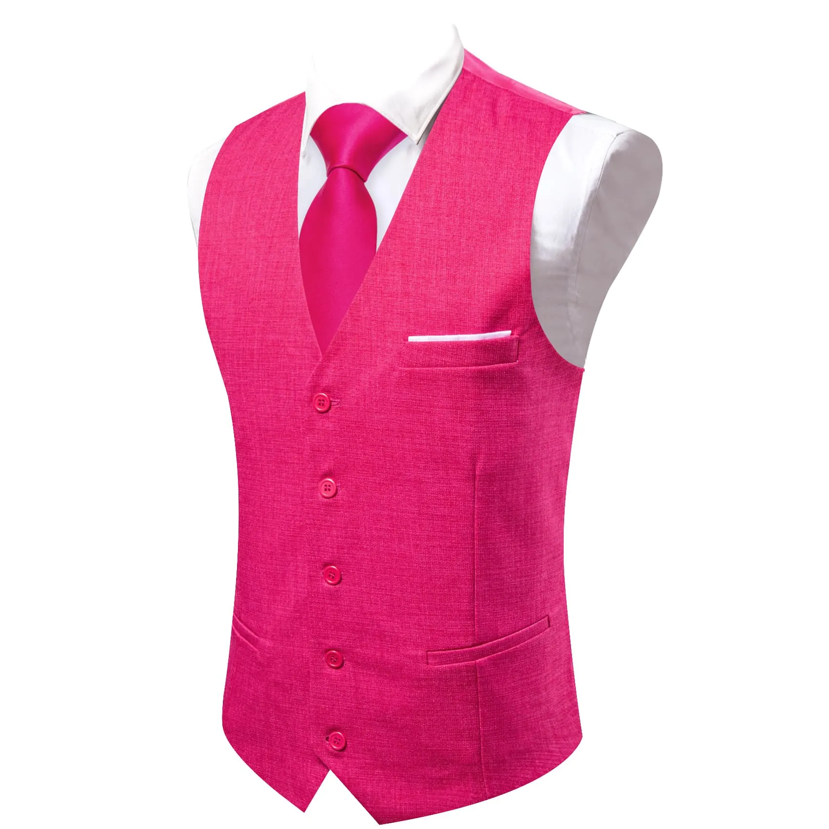 Ties2you Dress Vest Hot Pink Solid Silk Mens Work Vest Top for Business