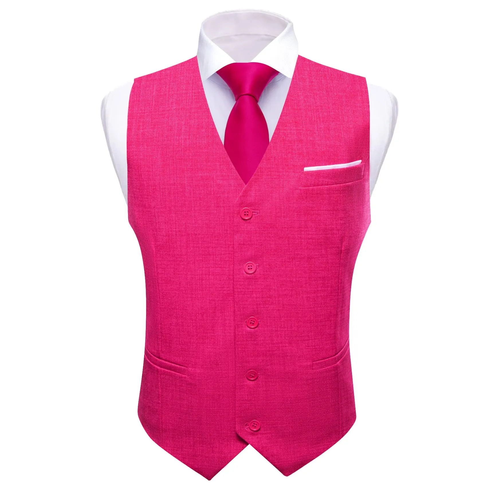 Ties2you Dress Vest Hot Pink Solid Silk Mens Work Vest Top for Business