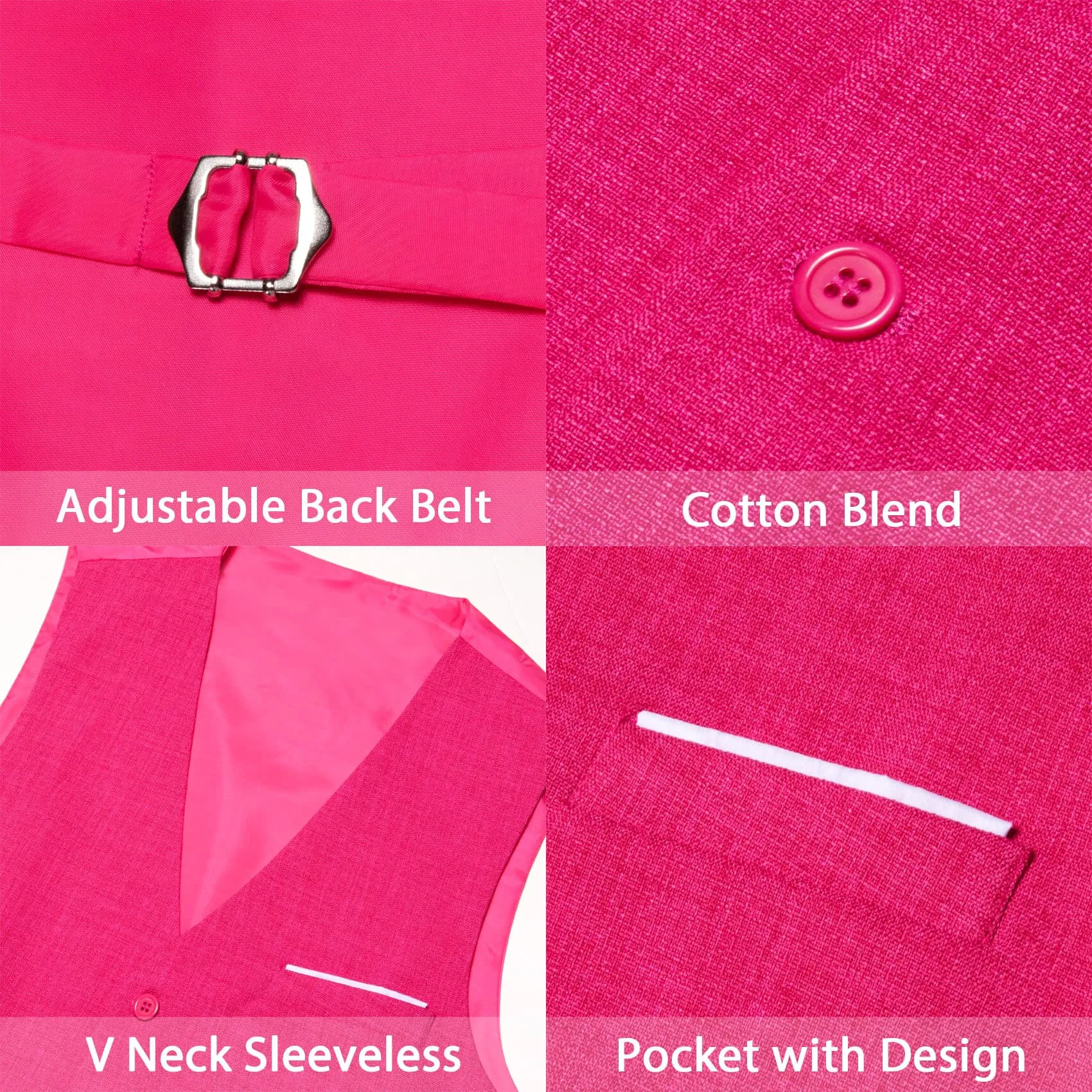 Ties2you Dress Vest Hot Pink Solid Silk Mens Work Vest Top for Business